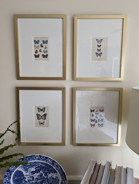 Woodbank Lane: AN INEXPENSIVE IDEA FOR WALLS: FRAMED POSTCARDS Postcard Art Display, Ways To Display Postcards, Framed Postcards Display Ideas, Postcard Frame Ideas, Postcards On Wall, Framing Postcards, Wall Full Of Art, Blank Wall Solutions, Postcard Display