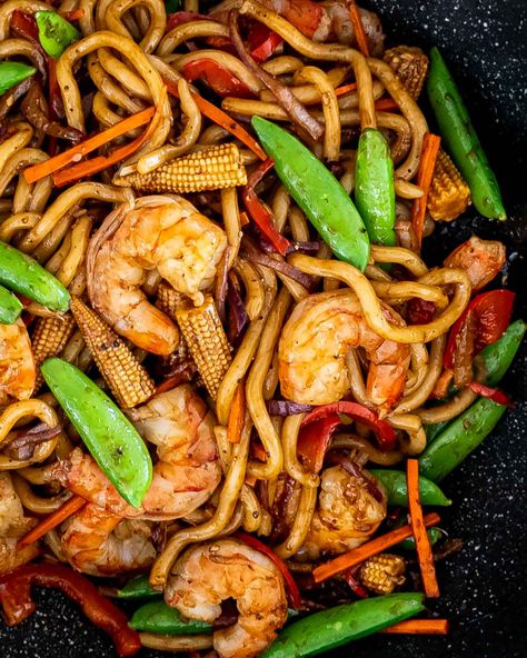 Black Pepper Udon Noodles With Shrimp - Jo Cooks Black Pepper Udon, Shrimp Udon Noodles, Udon Noodle Recipes, Shrimp Udon, Shrimp Stirfry, Noodles With Shrimp, Udon Noodles Recipe, Hoisin Chicken, Udon Noodle