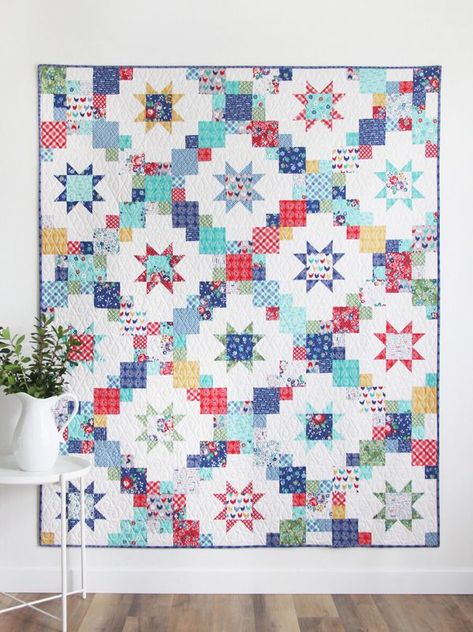 Brightly Quilt Pattern, layer cake or fat quarter friendly Brightly Quilt, Scrap Blocks, 1930s Quilts, Quilting Stars, Cluck Cluck Sew, Sweet Charity, Patchwork Inspiration, Quilting Board, Quilt Square Patterns