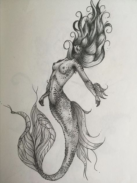 Siren Tattoo, Mermaid Tattoo Designs, Mermaid Artwork, Muster Tattoos, Mermaid Drawings, Mermaid Tattoo, Mermaid Tattoos, Mermaids And Mermen, Soyut Sanat Tabloları