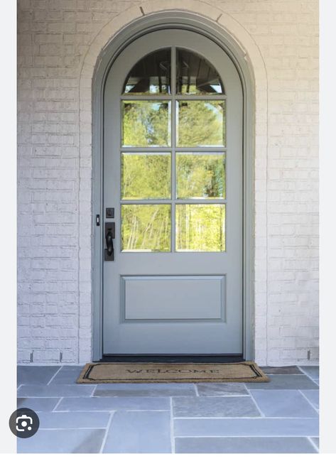 Arched Exterior Doors, White Brick House, Arched Front Door, Exterior Door Designs, Front Door Interior, Home Designs Exterior, Front Door Entryway, Door Awnings, Door Entryway