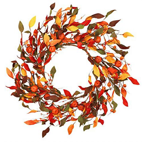 YFZYMM 18inch Fall Wreath for Front Door,Berry and Pumpkin Wreatth,Fall Decorations Autumn Leaves Wreath Harvest Wreath,Autumn Vibe Wreath Autumn Leaves Wreath, Heart Autumn Wreath, Harvest Wreath, Artificial Leaf, Leaf Wreath, Artisan Design, Fall Wreaths, Wreaths For Front Door, Fall Vibes