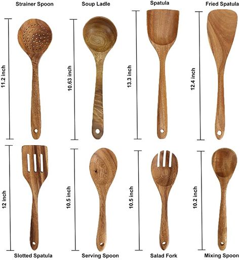 Bekith 8 Pack Wooden Spoons for Cooking, Kitchen Utensils Set, Natural Teak Long Wood Spoon and Spatula for High Heat Stirring, Baking, Non Stick Pots and Pans : Amazon.ca: Home Kitchen Crafts Diy, Wood Kitchen Tool, Wood Kitchen Utensils, Wooden Cooking Utensils, Kitchen Utensils Set, Wood Spoon Carving, Wooden Kitchen Utensils, Wood Utensils, Wooden Spatula