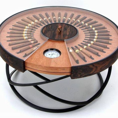 What a cool custom table idea for the man cave, a cigar table humidor! Zigarren Lounges, Whiskey Room, Home Bar Rooms, Man Cave Home Bar, Pipes And Cigars, Good Cigars, Cigars And Whiskey, Bar Room, Humidor