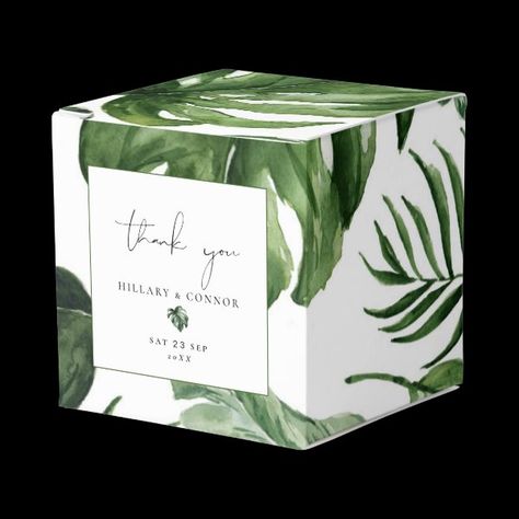 Tropical green leaves Wedding Party Favor boxes Tropical Wedding Favors, Tropical Wedding Favor, Wedding Invitations Set, Tropical Glam, Watercolor Foliage, Tropical Beach Wedding, Tropical Watercolor, Grad Ideas, Vibrant Watercolor