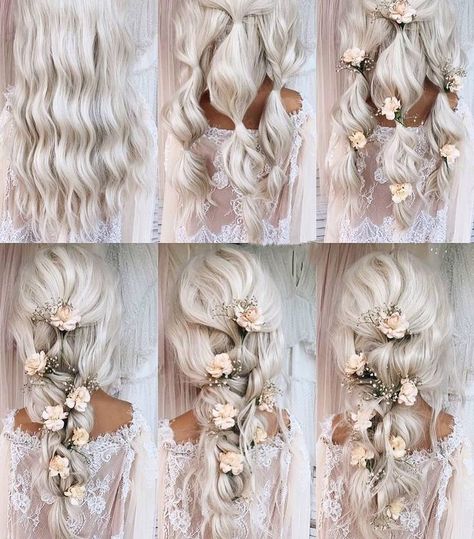 Wedding ideas Bride Hairstyles For Long Hair, Bridesmaid Diy, Diy Wedding Hair, Wedding Hairstyles Tutorial, Flowers In Her Hair, Simple Wedding Hairstyles, Hairstyle Tutorial, Bridal Hairstyles, Wedding Hairstyle