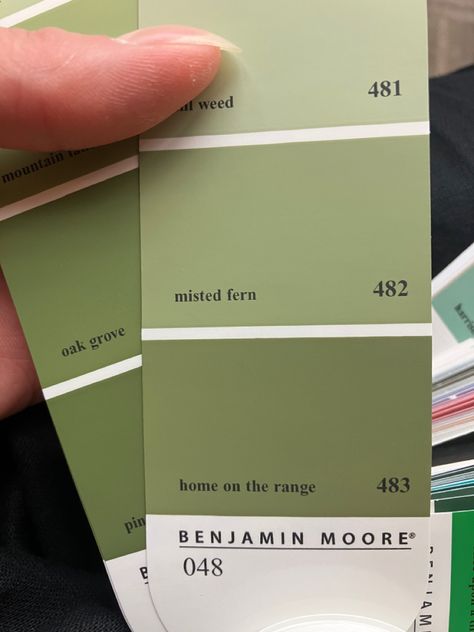 dill weed, misted fern, home on the range, mountain lane, oak grove, pine brook, benjamin moore, olive green Benjamin Moore Misted Fern, Benjamin Moore Greens, Benjamin Moore Green, Tv Unit Interior Design, Oak Grove, Wallpaper Earth, Dark Green Aesthetic, Favorite Paint Colors, Green Paint Colors