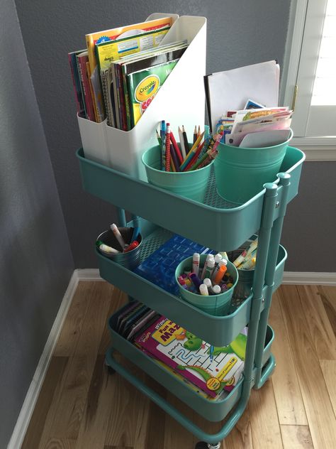 Kids Art Center At Home, Homeschool Room Ideas Small Spaces, Homeschool Cart Organize, Study Space Ideas In Bedroom, Space Ideas For Kids, Kids Study Table Ideas, Study Space Ideas, Kids Study Room, Kids Study Spaces