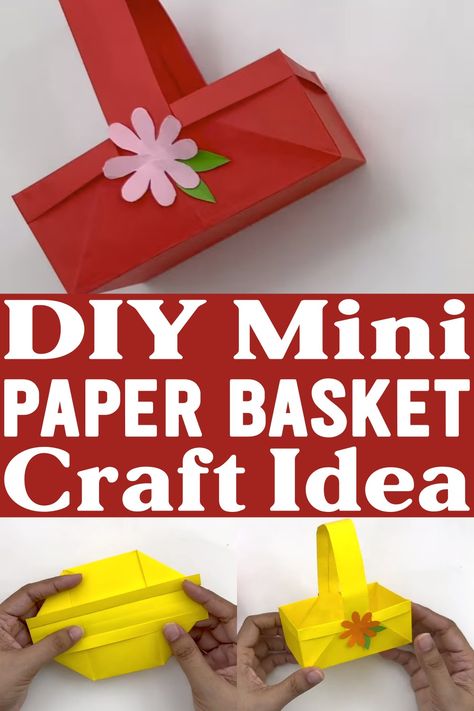 DIY Mini Paper Basket Paper Basket Craft, Origami Hummingbird, Diy Honeycomb, Crate Crafts, Creative Tutorials, Basket Crafts, Diy Basket, Paper Basket, Pillow Texture