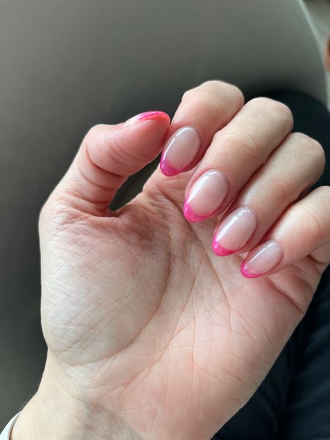 Nails To Match Hot Pink Dress, Nails For Hot Pink Dress, Pink French Manicure, Hot Pink Prom Dress, Hot Pink Dress, Pink French, Pink Prom Dress, Hot Pink Dresses, French Manicure