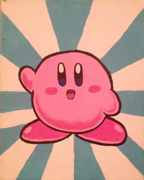 Easy Kirby Painting, Kirby Painting Canvas, Kirby Painting, Maroon Joggers, Tiny Canvas, Doodle Notes, Pumpkin Painting, Mini Canvas Art, Mini Canvas