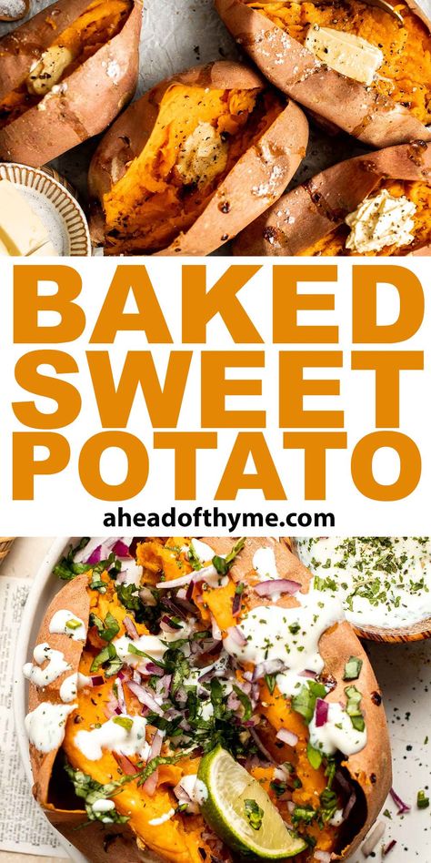 Sweet Potato Chunks Baked, Baked Sweet Potato Oven Healthy, Baked Sweet Potato Recipes, Baked Sweet Potato Oven Cinnamon, Baked Sweet Potato Halves Oven, Baked Diced Sweet Potatoes, Sweet Potato Recipes Baked, Thyme Recipes, Candied Sweet Potatoes