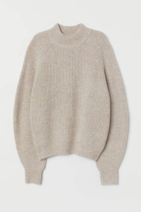 H&M - Knit Mock-turtleneck Sweater - Beige Europe Ootd, Elizabeth Zimmerman, Mom Clothes, Knitted Doll Patterns, Knitted Turtleneck, Turtleneck Jumper, Beige Pullover, Pull Beige, Mock Turtleneck Sweater