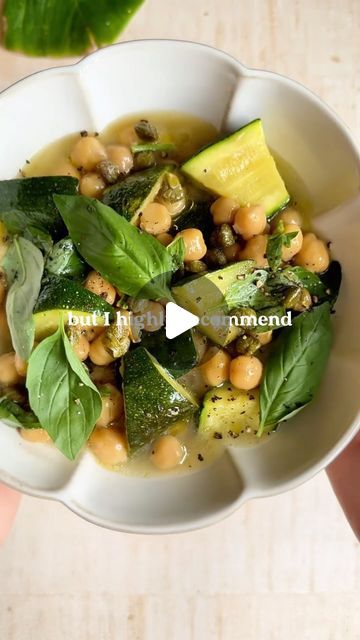 Gigi Grassia | quick protein-packed vegan recipes on Instagram: "HIGH PROTEIN GARLIC ZUCCHINI & CHICKPEA BOWL 
PROTEIN PER SERVING : 24gr (18g + roughly 6-7g from the sourdough bread)

FIBRE PER SERVING 22g

Just a reminder that you can pre-order my book (link in bio) ‘Plant Protein’ for 80+ delicious high-protein, plant-based recipes!

INGREDIENTS (Serves 2)
Extra virgin olive oil
2 cloves garlic, minced
2 medium zucchini, roughly chopped
500g (17.6 oz) tin of cooked chickpeas, and their stock (swap for a splash of veggie stock)
2 slices of toasted sourdough
Dressing
Small bunch of fresh basil, chopped
Juice of 1 lemon (about 3 tbsp)
2 Tbsp (30 ml) capers, drained from their brine
Olive oil, salt, black pepper

METHOD
Heat a good drizzle of olive oil in a non-stick pan over low heat. Once Zucchini Chickpea, Chopped Zucchini, Chickpea Bowl, Garlic Zucchini, Cooked Chickpeas, Quick Protein, Us Friends, Veggie Stock, Plant Protein