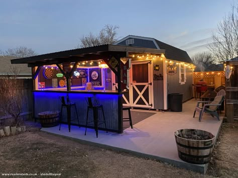 The Lucky Barrow, Pub/Entertainment, California #International owned by Sheddie Joni Riggs | #shedoftheyear Backyard Shed Bar Ideas, Shed Bar Ideas, Shed Bar, Tattoo Garden, Garden Nails, Bar Shed, Pub Sheds, Outside Bars, Outdoor Patio Bar