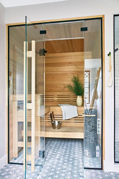 What Is a Steam Shower? A Guide to the Popular Bathroom Upgrade Home Sauna In Bathroom, Steam Shower Design Ideas, Sauna Steam Room Master Bath, Sauna And Steam Room Ideas, Steamroom Shower Combo, Shower Sauna Combo, Steam Shower Small Bathroom, Sauna Shower Combo, Bathroom Sauna