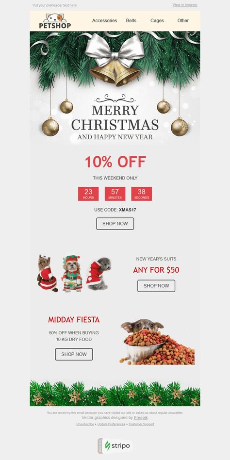 #Christmas #Email #Template "Holiday Spirit" for #Pets industry. Among our Christmas Email Templates, you'll find the one that meets your tastes and current needs best. Edm Marketing, Email Christmas Cards, Christmas Email, Christmas Newsletter, Christmas Marketing, Cv Inspiration, Photography Business Cards Template, Holiday Emails, Ads Creative Advertising Ideas