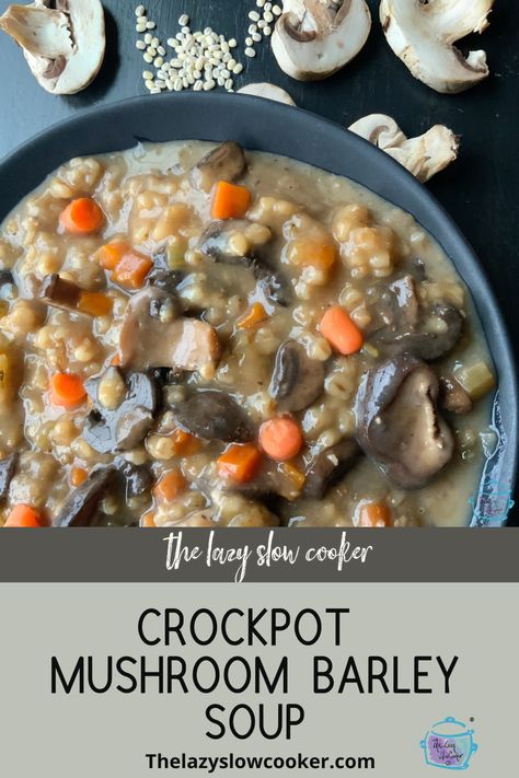 Mushroom Barley Stew, Different Kinds Of Mushrooms, Crockpot Mushrooms, Kinds Of Mushrooms, Mushroom Barley, Mushroom Barley Soup, Winter Soup Recipe, Dairy Free Soup, Delicious Slow Cooker Recipes