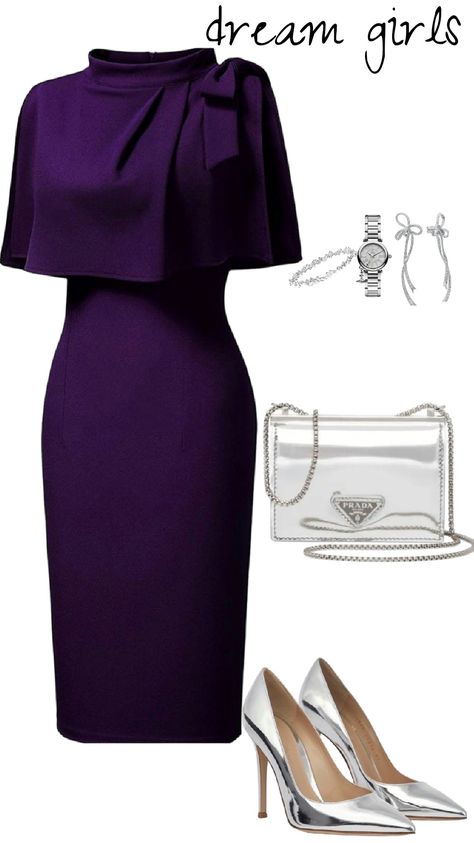 All Purple Outfit Aesthetic, Purple Outfits For Women Classy Casual, Purple Formal Outfit, Dark Purple Outfit Ideas, Purple Dress Formal Classy, Ladylike Outfits, Professional Outfits Women, Fashion Sketches Dresses, Women Dresses Classy