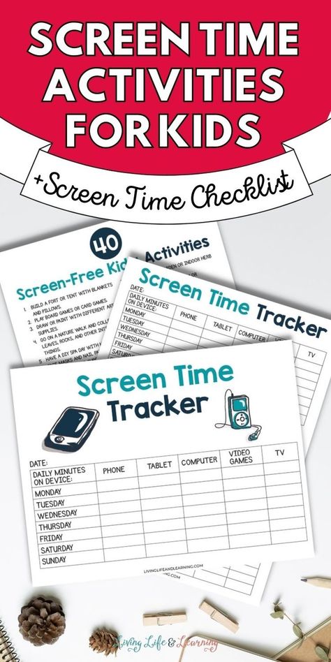 Screen Free Activities for Kids + Screen Time Checklist Screen Free Activities For Kids, Screen Time Checklist, Screen Time Tracker, Homeschool Summer, Screen Free Kids, Summer Homeschool, Kids Checklist, Diy Spa Day, Mom Encouragement