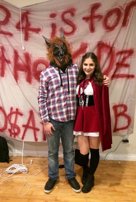 Hood Couple, Red Riding Hood And Wolf, Ideas Disfraz, Little Red Riding Hood Costume, Riding Hood Costume, Costume Couple, Halloween Couples, Wolf Costume, Red Riding Hood Costume