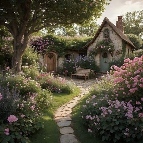 Cottagecore House Garden, Cute Cottage Aesthetic, Fairy House Exterior, Fairy Aesthetic House, Cute Houses Aesthetic, Character Flower House Vibe, Fairy House Aesthetic, Fairy Core House, Cute Cottage In The Woods