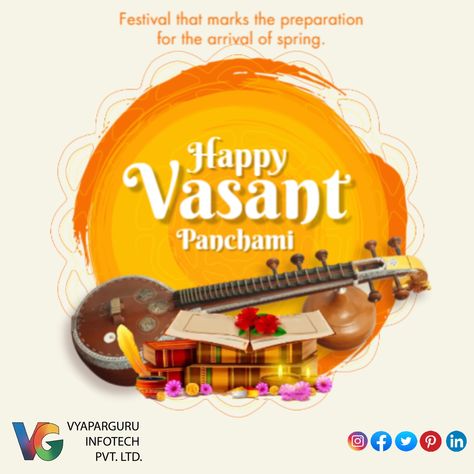 Just like nature is turning into bright shades, may your life turn into happy shades too Let's make merry and dance to the beautiful melody of nature Happy Basant Panchami! #vyaparguru #vasantpachami #festival #joy #celebration #love #life #peace #india Saraswati Vandana, Happy Basant Panchami, Happy Vasant Panchami, Vasant Panchami, Basant Panchami, Goddess Saraswati, Printing House, Hindu Festivals, The Arrival