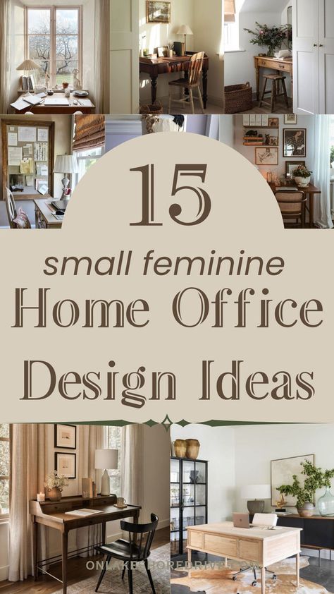 small offices spaces for women Small Feminine Home Office Ideas, Small Windowless Office Ideas, Home Office With Lots Of Windows, Mom Office Ideas, Feminine Office Decor Ideas, Home Office Design For Women, Corner Office Ideas, Women’s Office, Office In Dining Room Ideas