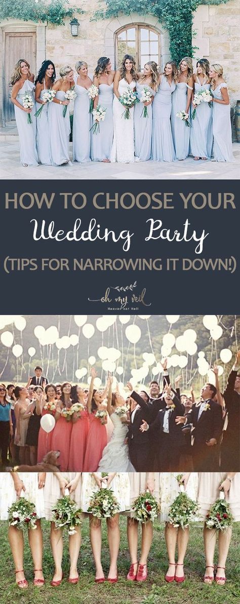 How to Choose Your Wedding Party (Tips for Narrowing it Down!) How To Choose Wedding Party, How To Choose Bridesmaids, Weddings Idea, Party Tips, Weddings By Color, Wedding Plan, Ceremony Ideas, Bridal Party Photos, Bridesmaids And Groomsmen