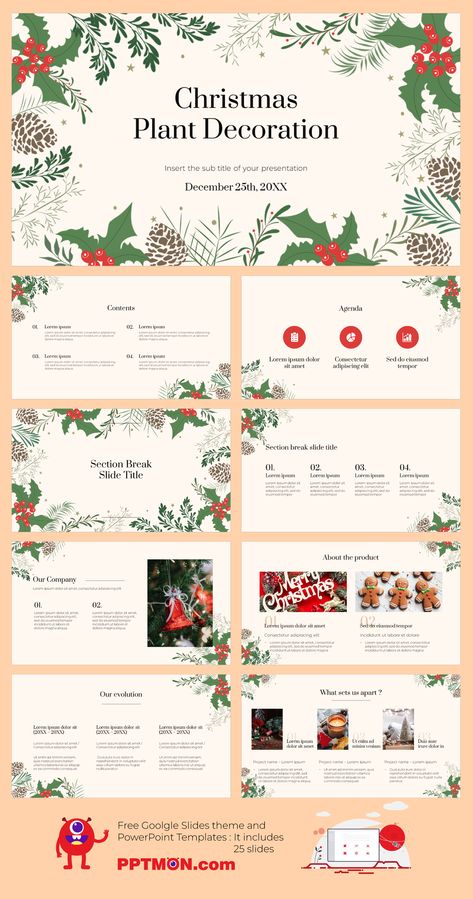 Christmas Plant Decoration PowerPoint Template Hampers Natal Idea, Christmas Power Point, Presentation Background Design, Christmas Theme Background, Christmas Presentation, Christmas Powerpoint Template, Christmas Card Background, Best Presentation Templates, Christmas Plant