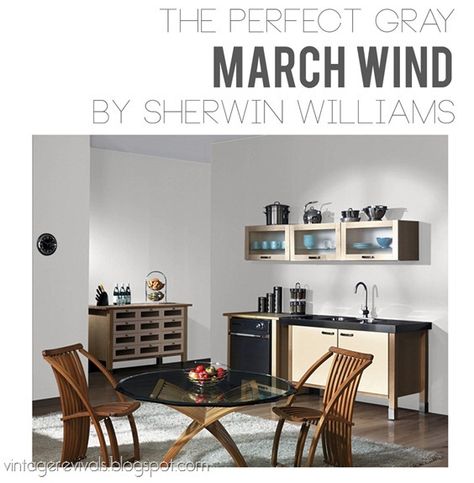 Interview With Sherwin-Williams Color Expert and A GIVEAWAY!! - Vintage Revivals March Wind Sherwin Williams, Grey Painted Rooms, Foyer Remodel, Perfect Grey Paint, Grey Wall Color, Home Paint Color, Sherwin Williams Gray, Sherwin Williams Colors, Gray Wall