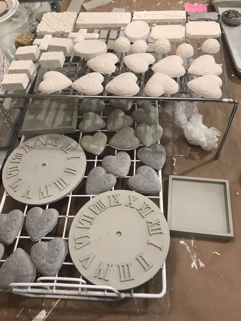 Working on some diy cement and plaster Christmas ornaments. So much fun. - cherie. Diy Cement Crafts, Plaster Of Paris Crafts, Plaster Projects, Crafts Christmas Ornaments, Paris Crafts, Diy Cement, Diy Plaster, Trying New Things, Plaster Of Paris