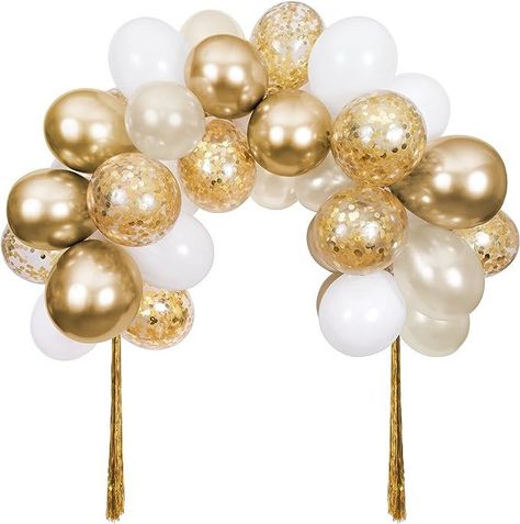 Meri Meri Gold Balloon Arch Kit Gold Balloon Arch, Engagement Balloons, 15th Birthday Party Ideas, 40 Balloons, First Birthday Balloons, Balloon Arch Kit, Party Confetti, Rose Gold Balloons, Gold Wedding Decorations