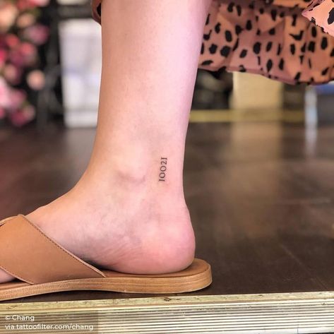 Number Tattoo Ankle, Mathematical Tattoo, Small Ankle Tattoos For Women, Inside Ankle Tattoos, Wedding Date Tattoos, Wrap Around Ankle Tattoos, Ankle Tattoo Men, Number Tattoo Fonts, 777 Tattoo