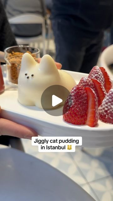 Istanbul Bucket List | Ezgi 🇿🇦🇹🇷 on Instagram: "These adorable dancing cats are the latest Korean dessert trend 🐱🍓 they are served with strawberries, sauce & lotus here in Istanbul but we preferred it plain  📍Puufu, Ortaköy   #jigglycatpudding #koreandessert #jigglypudding #cats #fluffypancakes #istanbul #istanbulbucketlist" Istanbul Cats, Korean Dessert, Dancing Cat, Fluffy Pancakes, Turkey Travel, Strawberries, Istanbul, Bucket List, Lotus