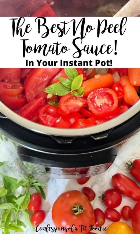 This is the easiest way to make Fresh Tomato Sauce, thanks to the Instant Pot!  You can make Homemade Spaghetti Sauce with Fresh Tomatoes that requires no par boiling, no peeling, and you can use whatever fresh tomatoes you have on hand from the garden, farm stand, or grocery store.  So fresh, simple and delicious- and the whole family will love it! How To Can Tomato Sauce In Instant Pot, Tomato Soup With Fresh Tomatoes Instant Pot, Homemade Spaghetti Sauce Fresh Tomatoes Instant Pot, Instant Pot Pasta Sauce Fresh Tomatoes, Tomato Sauce Homemade Instant Pot, Spaghetti Sauce Instant Pot Recipes, Instapot Spaghetti Sauce Recipes, Marinara Sauce Homemade Fresh Tomatoes Slow Cooker, Homemade Spagetti Sauce With Fresh Tomatoes