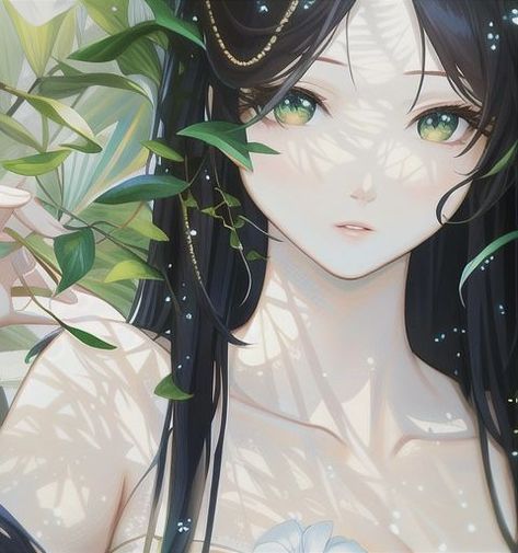 Green Eyes Art, Black Hair Green Eyes, Hair Green Eyes, Eyes Art, Best Anime Couples, Anime Expressions, Illustration Art Girl, Cute Anime Profile Pictures, Anime Princess