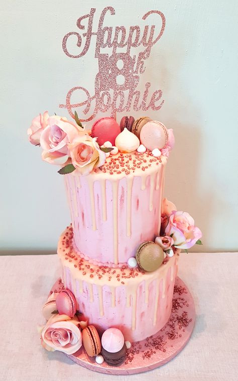 Birthday 2 Tier Cakes, 2 Tier Debut Cake, Debut Cake 18th Simple, 18th Birthday Cake 2 Tier, 2 Tier Drip Cake, Glamour Cake, 40th Birthday Cake For Women, Debut Cake, Girly Birthday Cakes