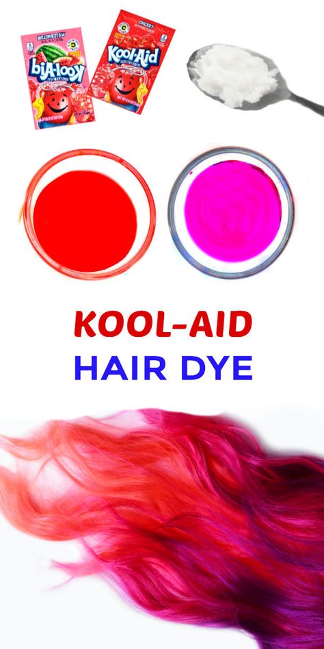 Kool-aid Hair Dye | Growing A Jeweled Rose Hair Dye For Kids, Kool Aid Hair Dye, Homemade Hair Dye, Kool Aid Hair, Kids Hair Color, Diy Hair Dye, Temporary Hair Dye, Diy Hair Color, John Frieda