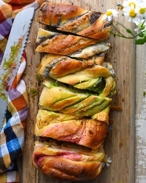 Rainbow Babka (White Chocolate & Hazelnut) | Buttermilk By Sam Chocolate Babka, Hazelnut Butter, Milk Bread, Vanilla Milk, Almond Paste, Gel Food Coloring, Challah, Instant Yeast, Chocolate Hazelnut