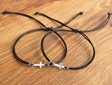 Bracelet Couples, Cross Bracelets, Couples Jewelry, Matching Couple Bracelets, Couples Bracelets, Leather Anniversary Gift, Cross Christian, Cross Gift, Personalized Couple Gifts