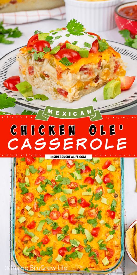 Chicken Ole, Supper Casseroles, Chicken Tortilla Casserole, Corn Tortilla Recipes, Chicken And Corn, Recipes With Flour Tortillas, Mexican Lasagna, Popular Dinner Recipes, Side Dishes For Chicken