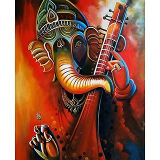 Omkar Khochare (@art_by_omkar) • Instagram photos and videos Krishna Painting Abstract, Music Painting Canvas, Ganesha Drawing, Ganesh Art Paintings, Happy Music, Buddha Art Painting, Ganesh Art, Lord Ganesha Paintings, Music Painting