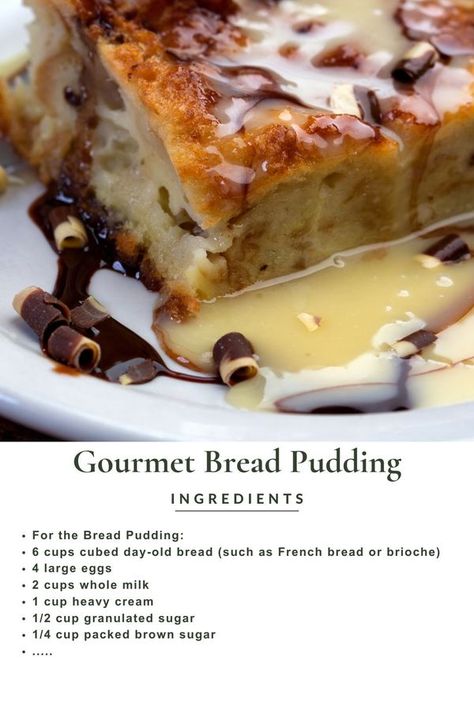 Bread Pudding Bourbon Sauce, Bread Pudding Recipe With Vanilla Sauce, Bread Pudding With Bourbon Sauce, Gourmet Bread, Bourbon Bread Pudding, Pecan Pie Bread Pudding, Best Bread Pudding Recipe, Bread Pudding Easy, Vanilla Bourbon