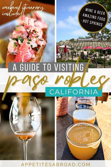 Visiting Paso Robles for a long weekend? This travel guide will help with your planning to maximize your time in Central California Coast's lovely wine country. California Wine Country Vacation, Central California Coast, Paso Robles Wineries, California Winery, Central Coast California, California Wine Country, Abroad Travel, Nevada Travel, Travel Secrets