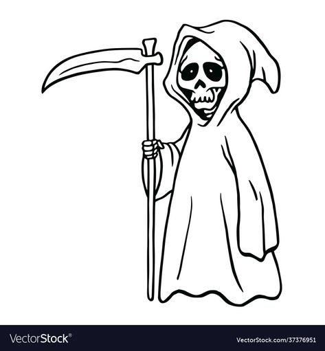 Grim Reaper Outline, Monsters Costumes, Reaper Cartoon, Card Invitation Design, Grim Reaper Cartoon, Grim Reaper Drawing, Reaper Drawing, Traditional Tattoo Flash Art, Grim Reaper Halloween