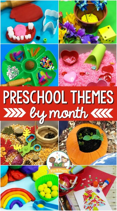 The Best Preschool Monthly Themes - Pre-K Pages Preschool Themes By Month, Preschool Monthly Themes, Homeschool Themes, Preschool Classroom Themes, September Preschool, Daycare Themes, Toddler Themes, Pre K Pages, Homeschool Preschool Activities