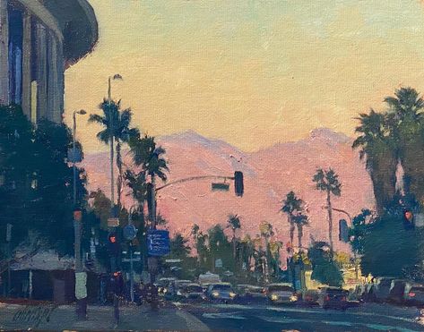 Los Angeles Painting, Los Angeles Cityscape, Los Angeles Aesthetic, Horizontal Painting, Art Frames, A Level Art, Abstract Line Art, Aesthetic Painting, Pretty Photos