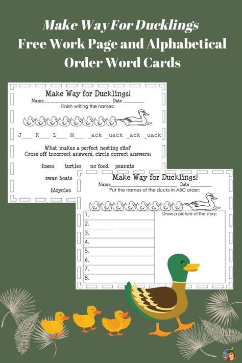 The Duckling Gets A Cookie Craft, Make Way For Ducklings Craft, Make Way For Ducklings Activities, Bird Watching Journal Free Printable, Time Management Worksheet, Make Way For Ducklings, Homeschool Nature, Library Plan, Homeschool Nature Study