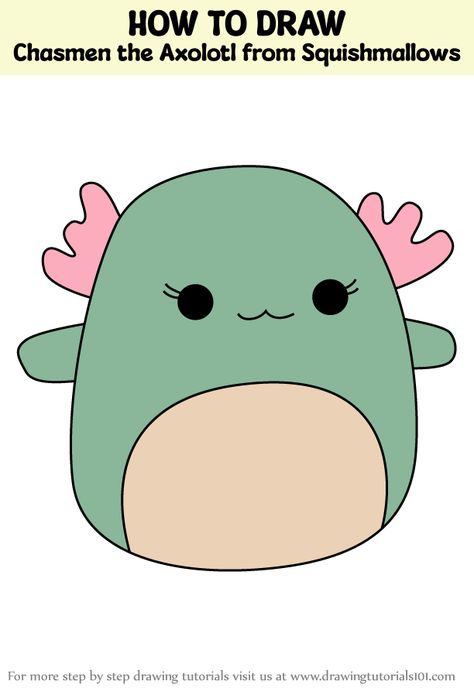 How to Draw Chasmen the Axolotl from Squishmallows Cute Squishmallows Drawing, Drawings Of Squishmallows, Easy Drawings Squishmallow, Squishmallows Illustration, Draw An Axolotl, Squishmallows Drawing, Learn Drawing, Step By Step Drawing, Learn To Draw